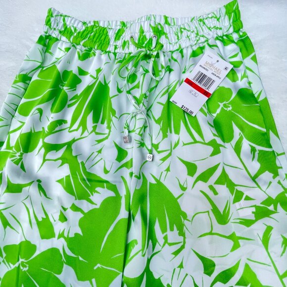 NWT MICHAEL KORS Covet up High Rise Wide Leg Satin Palm Print Pants - Picture 10 of 12
